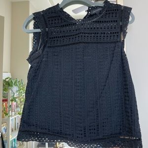 Banana Republic Black Lace Eyelet Top (XS)